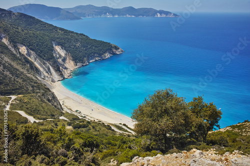 Blue waters of Myrtos beach, Kefalonia, Ionian islands, Greece © Stoyan Haytov
