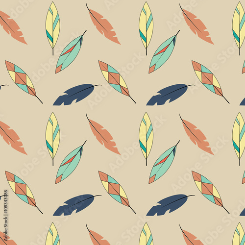 Feather pattern in yellow and blue tones © ksuklein