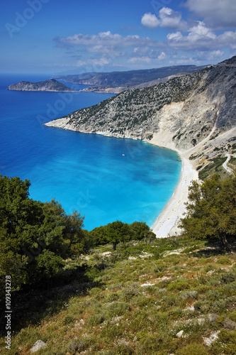 Panorama of Myrtos beach, Kefalonia, Ionian islands, Greece