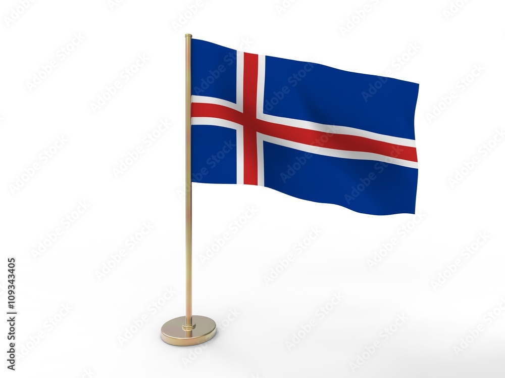 flag of Iceland. 3D illustration on white background with shadow. Stock ...