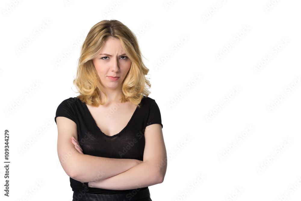 Cute young blond girl, mock sadness - humorous concept, isolated Cute young blond girl, mock sadness - humorous concept, isolated