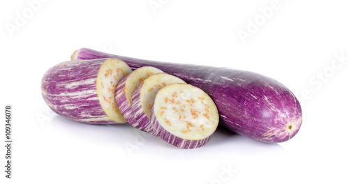 Sliced eggplant isolated on a white