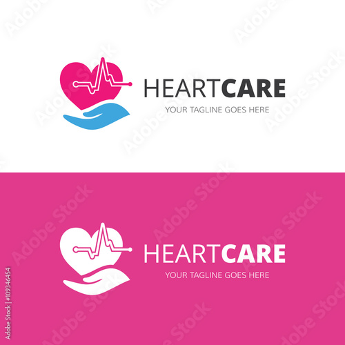 Heart care logo. healthy care logo template.