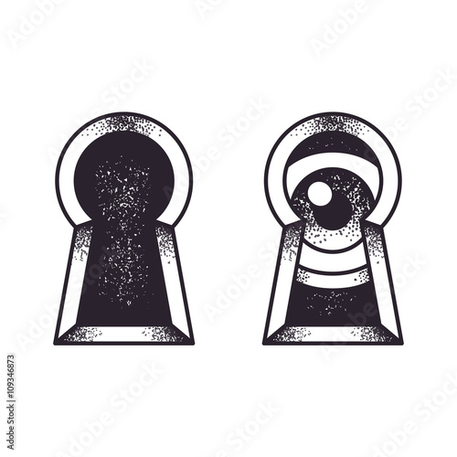 Keyhole with eye illustration