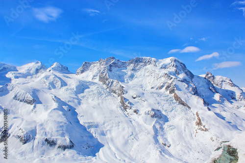 Snow Mountain with Blue Sky, Swiss Alps © ketklao