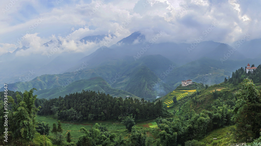 The coffee shop on the summit beautiful landscape of Fan Si Pan mountain view of SAPA Vietnam when look at from cliff side coffee shop. The coffee shop on the summit beautiful landscape of Fan Si Pan mountain view of SAPA Vietnam when look at from cliff side coffee shop.