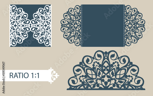 The layout of the cards in three additions. The template is suitable for greeting cards, invitations, menus, etc. the picture suitable for laser cutting or printing. Vector. Easy to edit