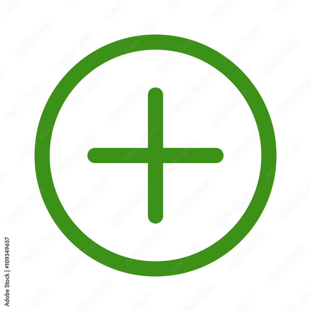 Green add / positive sign line art icon for apps and websites Green add / positive sign line art icon for apps and websites