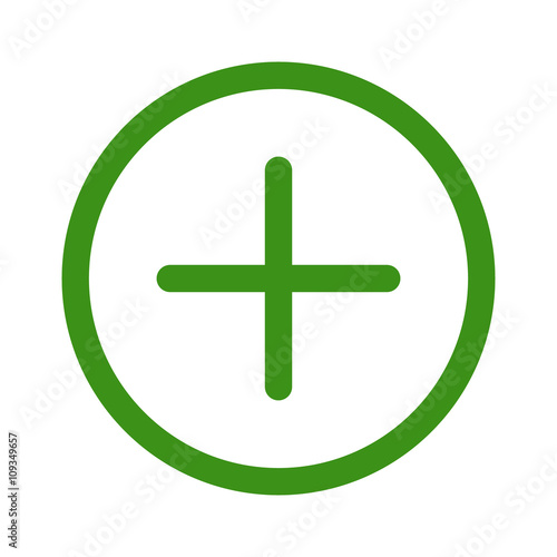 Green add / positive sign line art icon for apps and websites 