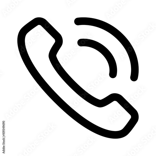 Vintage landline telephone / phone ringing line art icon for apps and websites