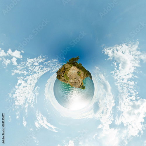 Vászonkép little planet trees and water. baikal
