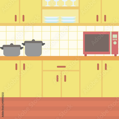 Background of kitchen with kitchenware