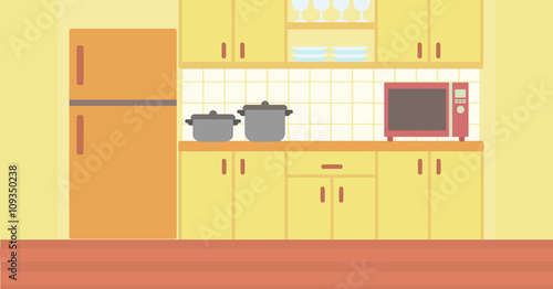 Background of kitchen with kitchenware.