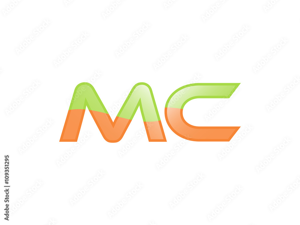 Green Orange shiny MC letters Green Orange shiny MC letters