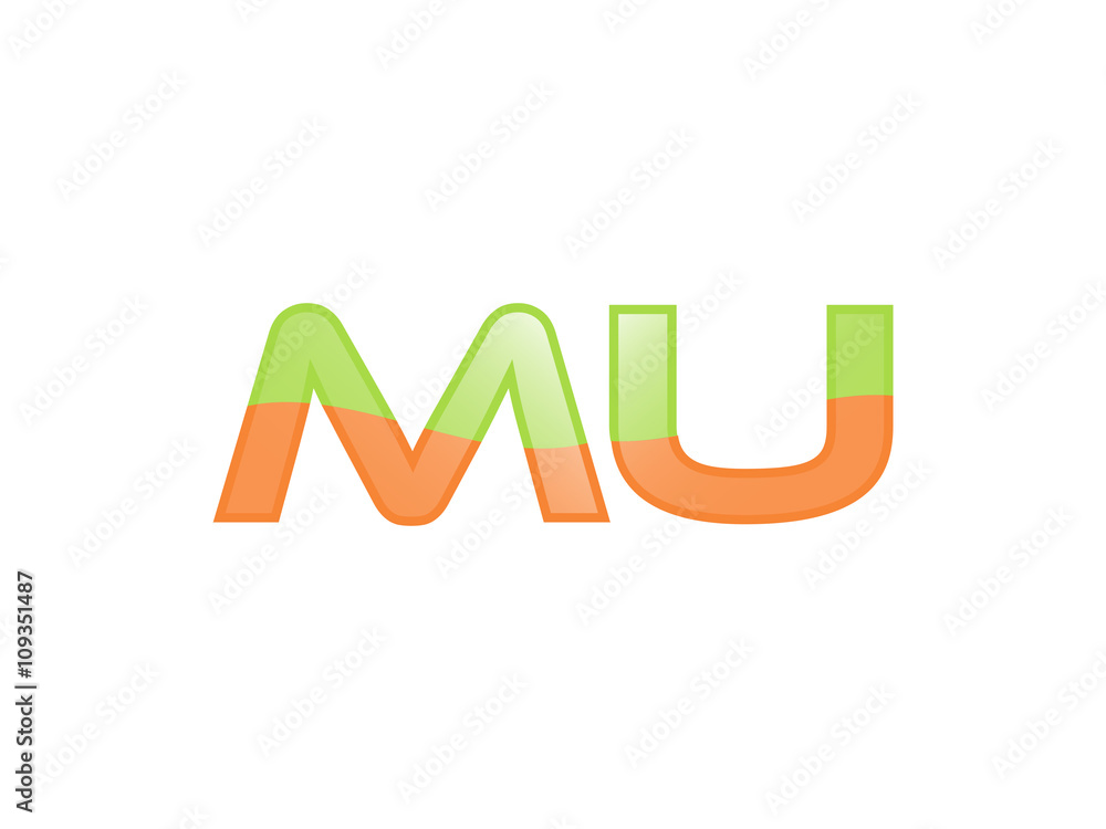 Green Orange shiny MU letters Green Orange shiny MU letters