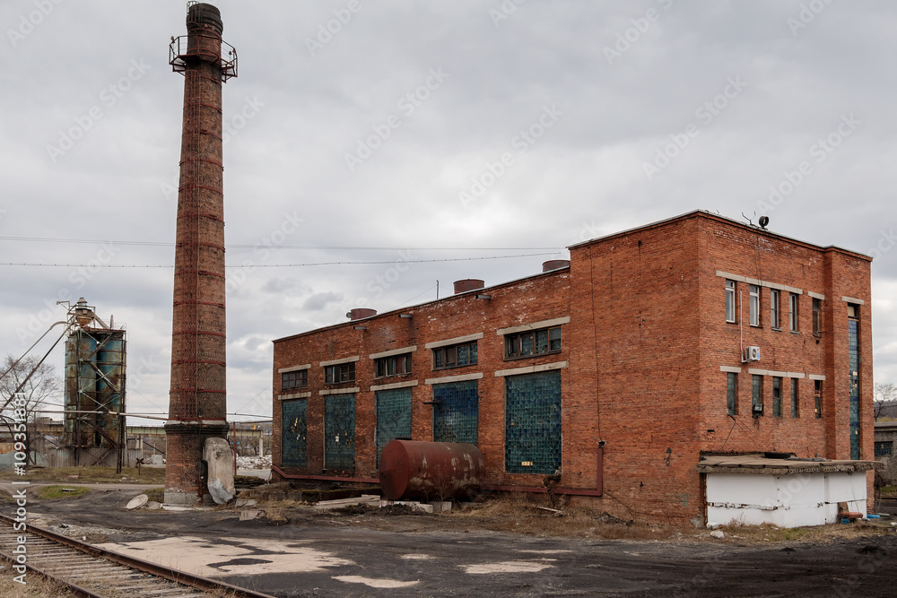 Fototapeta premium Factory boiler room with a chimney