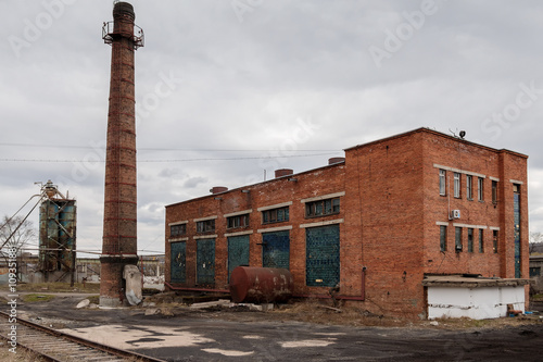 Factory boiler room with a chimney