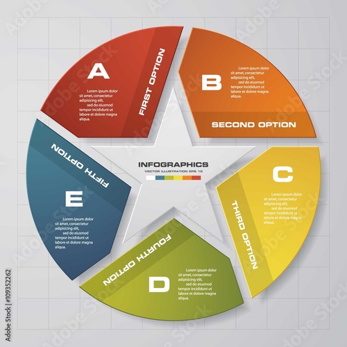 Simple and Editable 5 Steps Vector Progress Background. with star shape in the middle. EPS10.