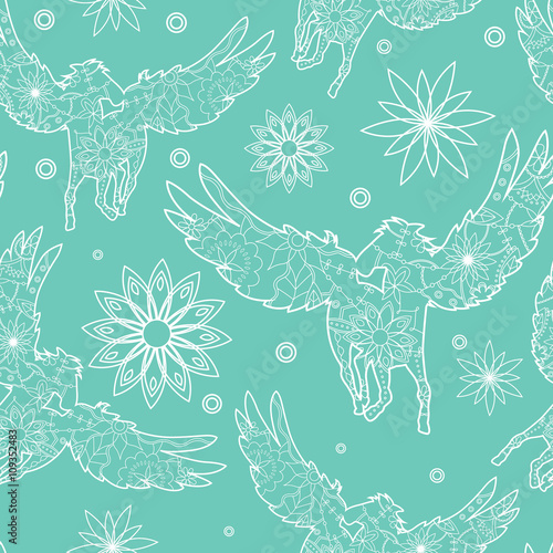 Seamless pattern with pegasuses