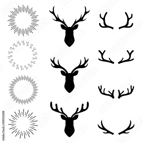 collection set deer head and sunburst