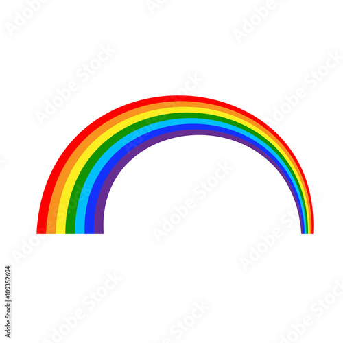 Rainbow icon. Shape arch cartoon, isolated on white background. Colorful light and bright design element for decorative. Symbol rain, sky, clear, nature. Flat simple graphic style. Vector illustration
