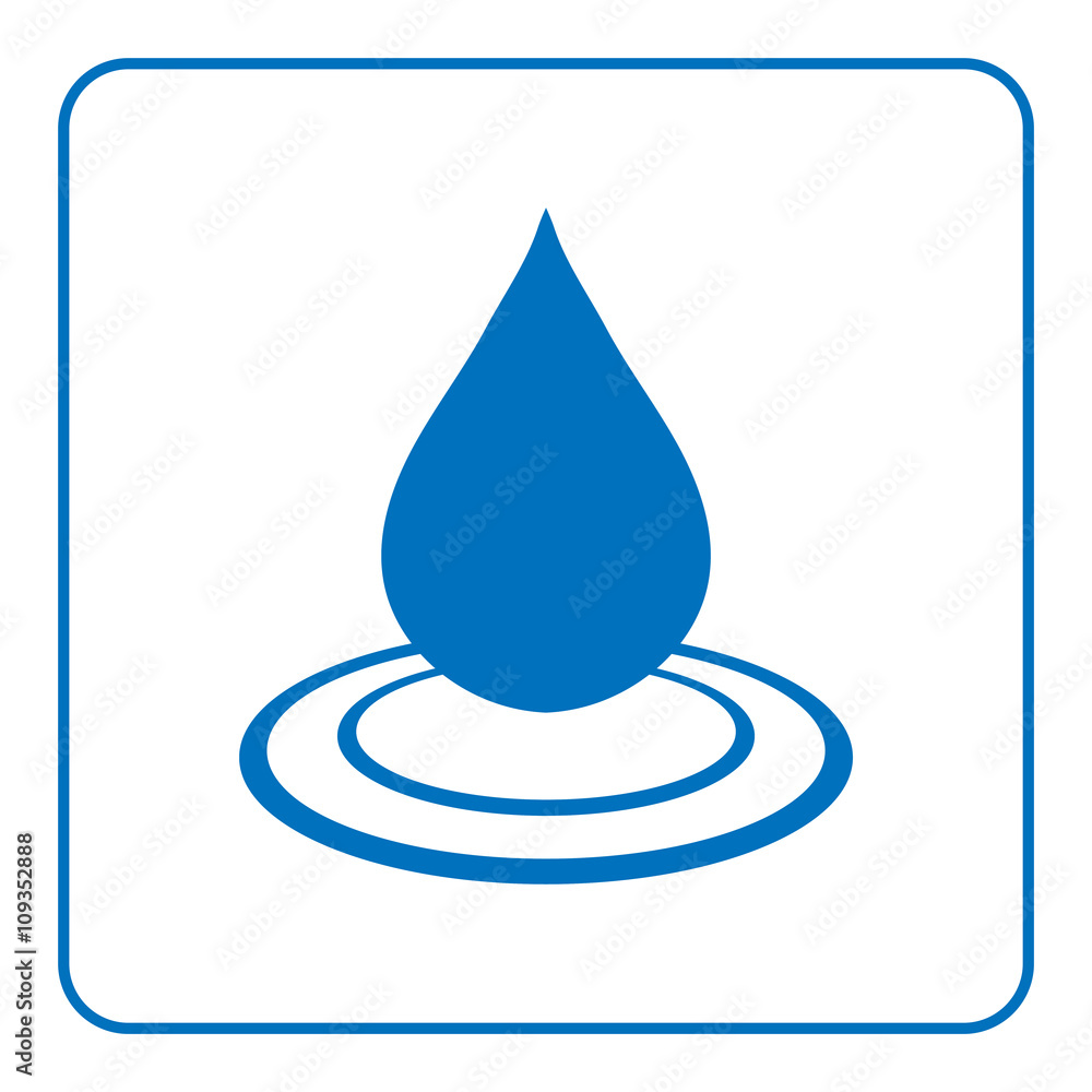 Water drop icon with wave. Blue natural sign isolated on white background. Creative flat design element. Shape waterdrop. Symbol of nature, liquid, droplet or cold, aqua, rain etc. Vector illustration Water drop icon with wave. Blue natural sign isolated on white background. Creative flat design element. Shape waterdrop. Symbol of nature, liquid, droplet or cold, aqua, rain etc. Vector illustration