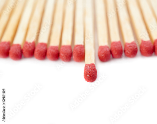 Pile of Wooden matches isolated over the white background