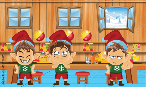 Cute and funny santa elves
