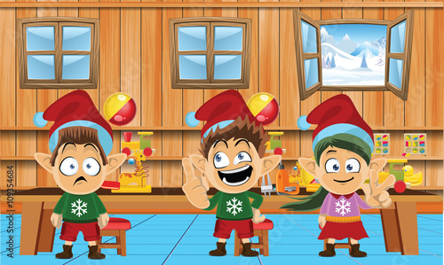 Cute and funny santa elves