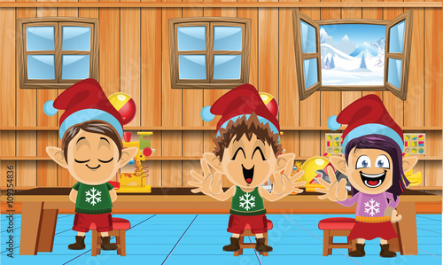 Cute and funny santa elves