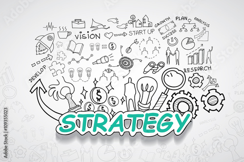 Strategy text, With creative drawing charts and graphs business