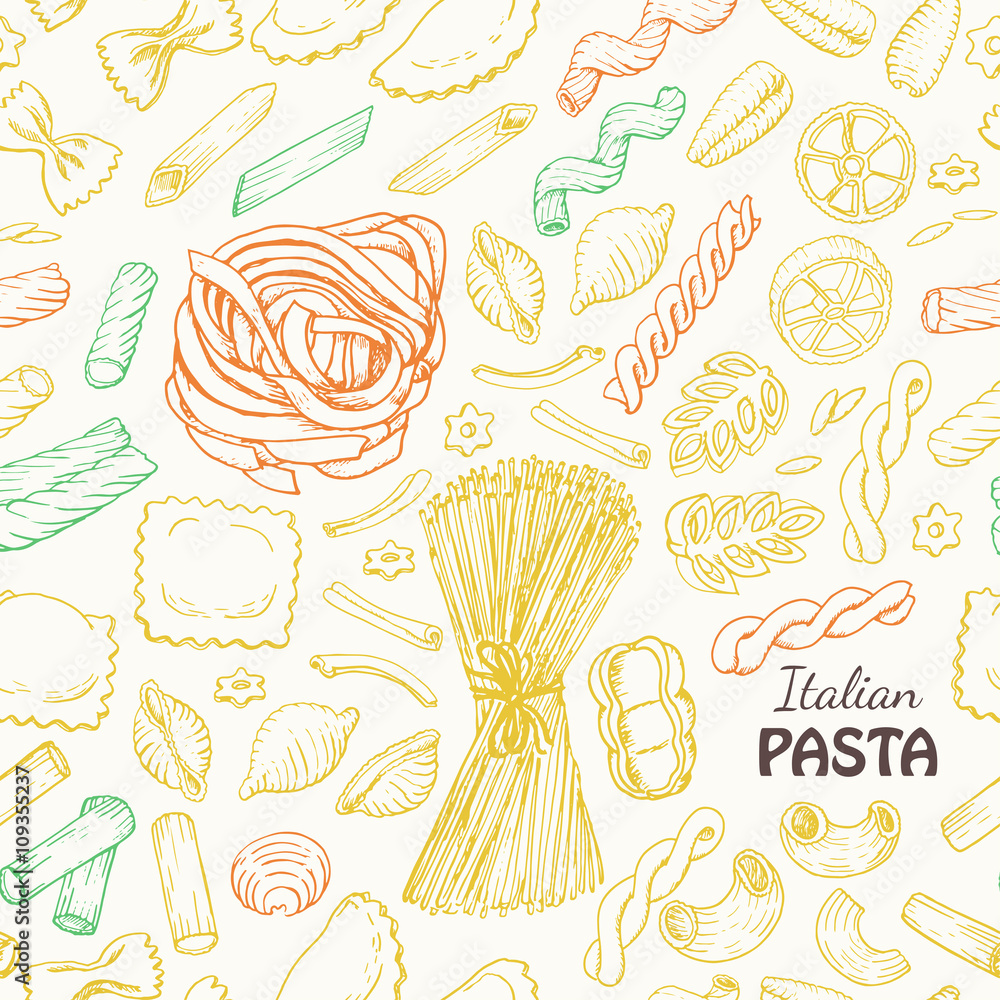 Seamless pattern with Italian pasta Seamless pattern with Italian pasta