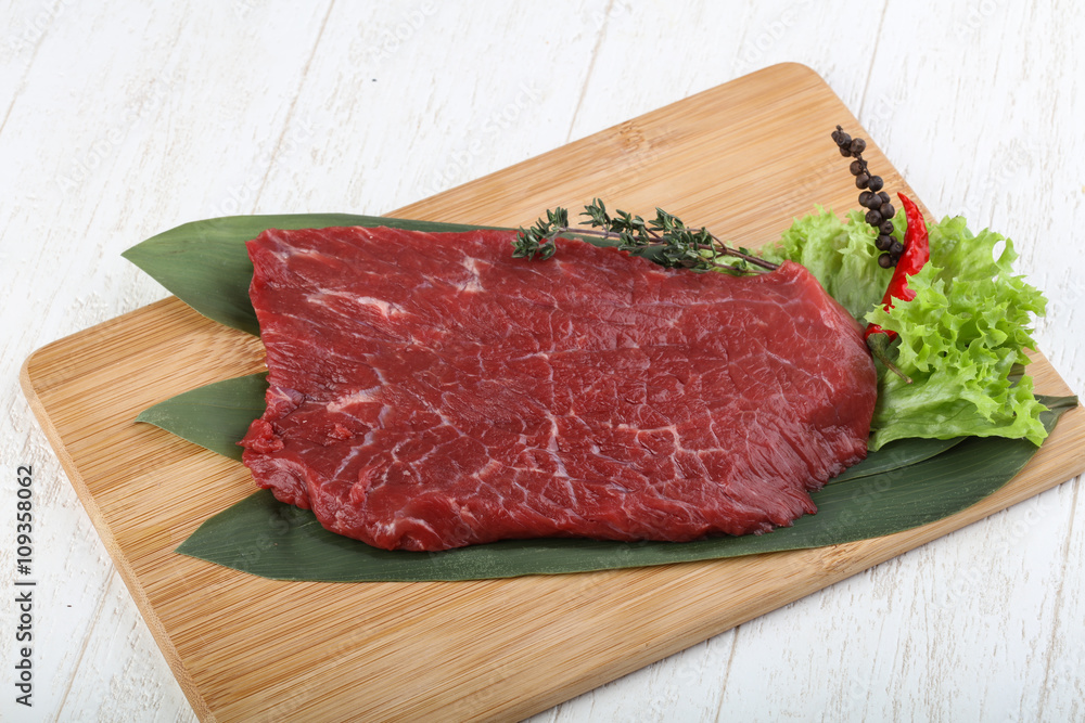 Raw beef steak