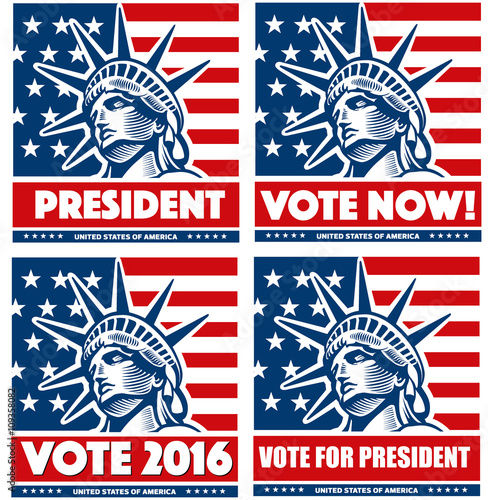 vote for president USA, liberty statue New York