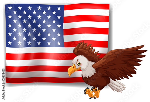 American flag and wild eagle