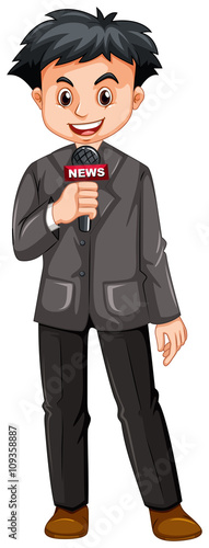 News reporter using microphone