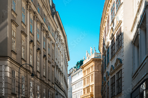 Beautiful street view of old town Vienna, Austria. © ilolab