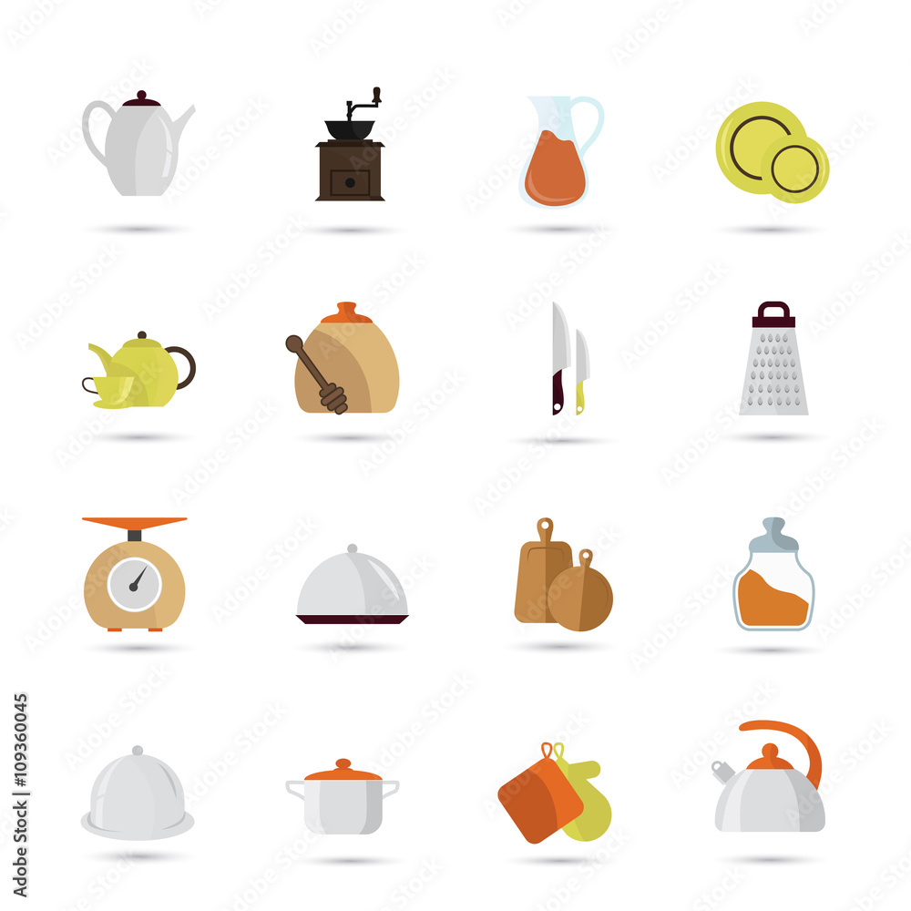 Set of color kitchen icons Set of color kitchen icons