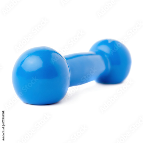 Plastic coated dumbell isolated over the white background