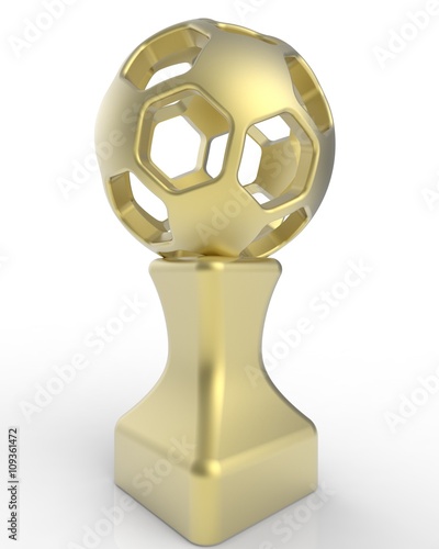Trophy of soccer ball. 3D illustration. 3D CG.