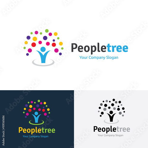 People logo. Green logo. Eco logo. people tree logo template.family logo. vector logo template