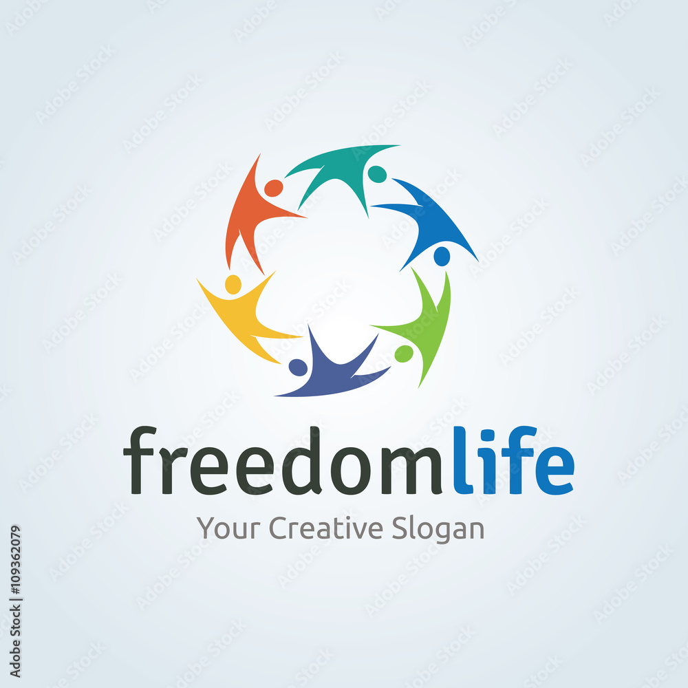 Freedom life logo. people logo template. insurance logo.