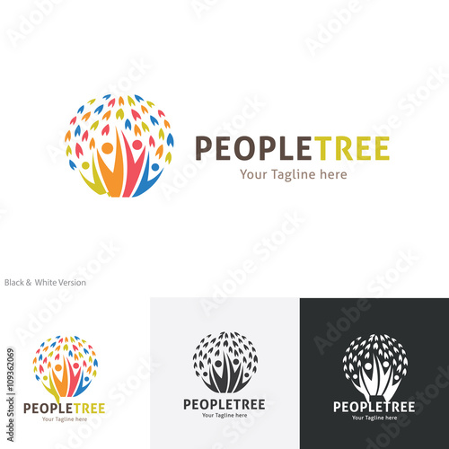 People logo. Green logo. Eco logo. people tree logo template.family logo. vector logo template
