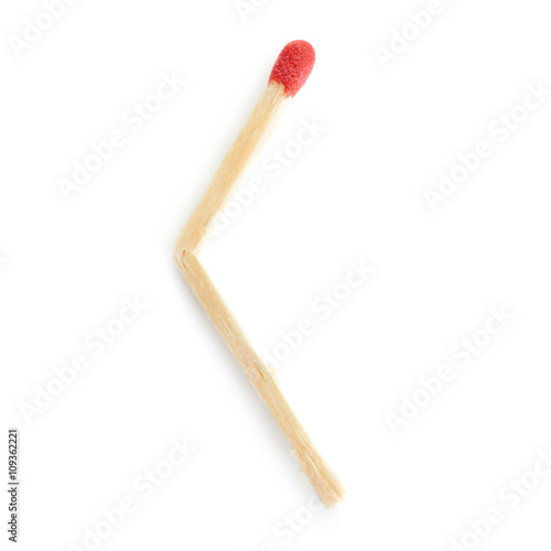 Broken Wooden match isolated over the white background