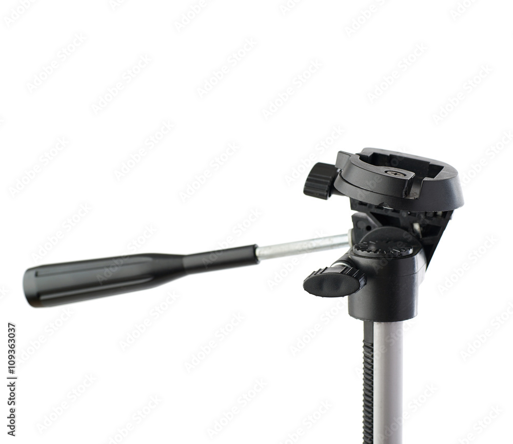 Camera tripod over isolated white background Camera tripod over isolated white background