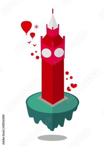 Big Ben London isometric ic...