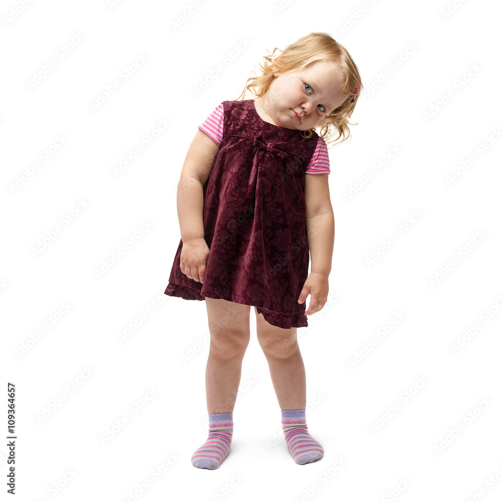 Young little girl standing over isolated white background Young little girl standing over isolated white background