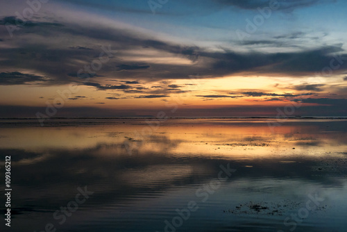 Awesome sunset and still water on Gili Air Island, Indonesia