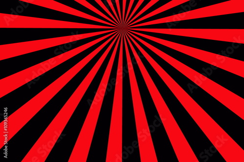 Illustration of red and black rays from the top