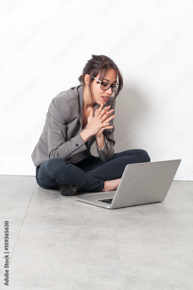 home-office startup for thinking multi-ethnic young woman home-office startup for thinking multi-ethnic young woman